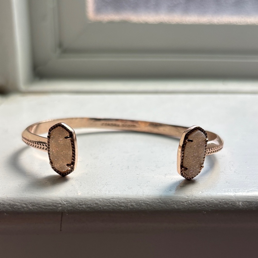 Kendra Scott Rose Gold Cuff Bracelet with White Accents